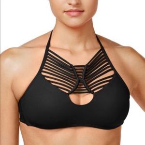 Becca bikini top SZM NWT black halter padded
